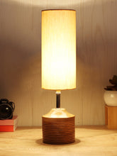Wood Table lamp with off-white cotton Shade (AEAP04)